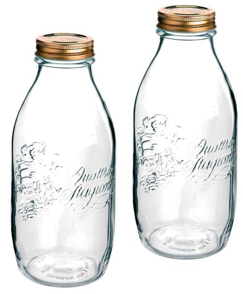 Glas Flaschen Quattro Stagionie 1L - 2 Stück